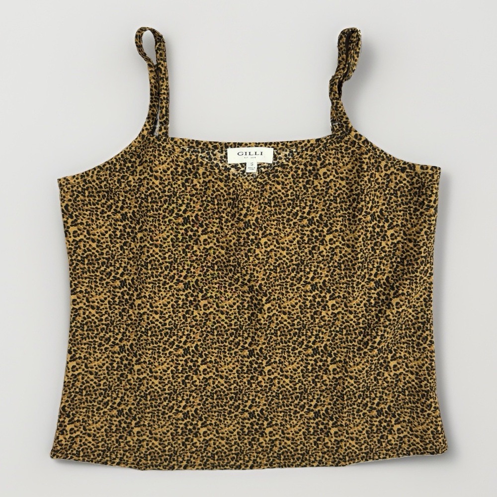 Gilli Vania Tank Women S Brown Leopard Print Cami Spaghetti Strap NWT
